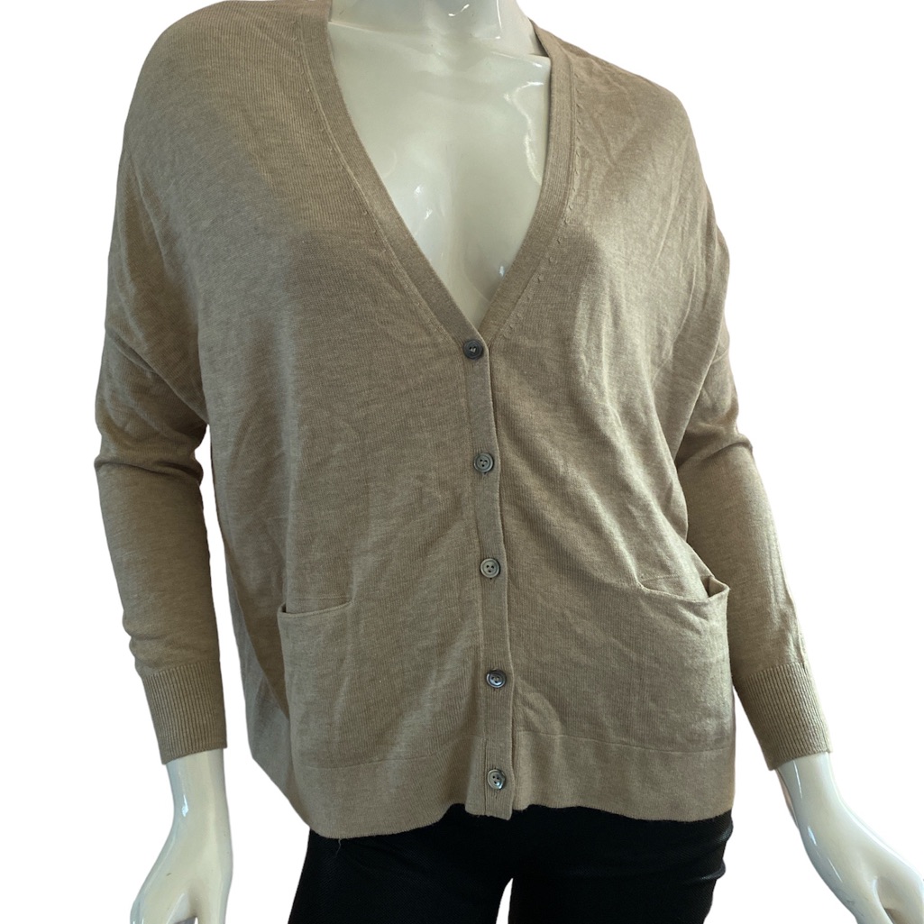 Vince Tan V-Neck Comfortable Fit Crdigan